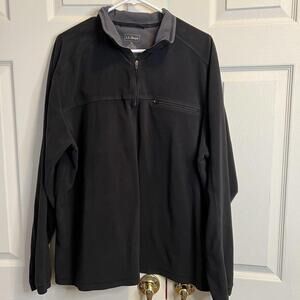 L.L. Bean men’s Pullover Shirt Xl Tall Black fleece 1/4 zip Gray Collar Long Al